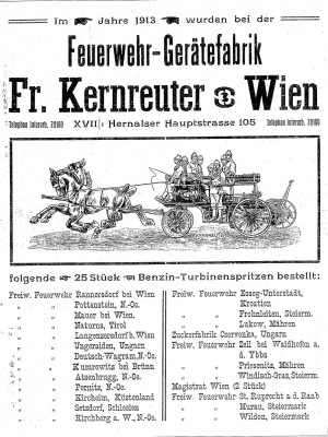 Pumpenbestellung bei Fa. Kernreuther 1913